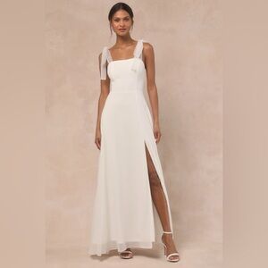 NWT Lulus Radiant Romance Tie-Strap Wedding Maxi Dress, Size Medium